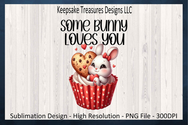 Some Bunny Loves You Sublimation PNG, Bunny Cupcake, Happy Valentine's Day, Easter, PNG Printable, Digital Download Sublimation Keepsake Treasures Designs LLC. 