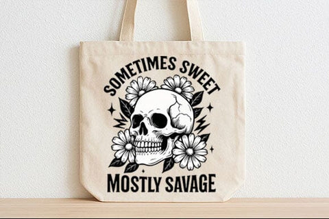 Sometimes Sweet Mostly Savage Skull PNG SVG BillahCrafts 
