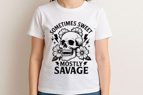 Sometimes Sweet Mostly Savage Skull PNG SVG BillahCrafts 