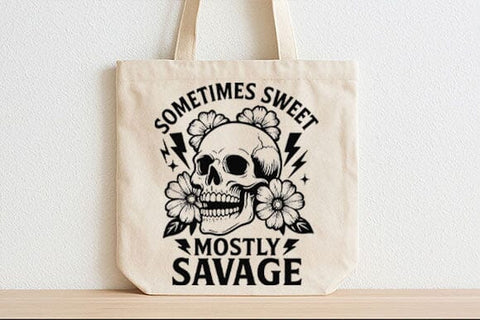 Sometimes Sweet Mostly Savage Skull PNG SVG BillahCrafts 