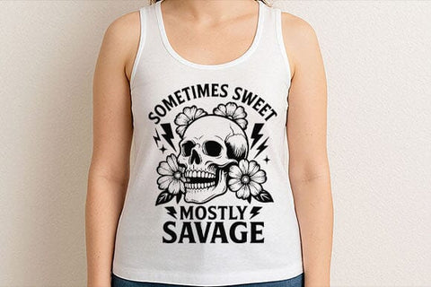 Sometimes Sweet Mostly Savage Skull PNG SVG BillahCrafts 
