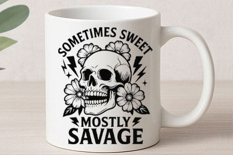 Sometimes Sweet Mostly Savage Skull PNG SVG BillahCrafts 