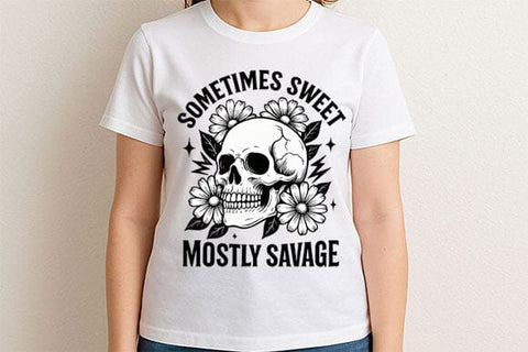 Sometimes Sweet Mostly Savage Skull PNG SVG BillahCrafts 