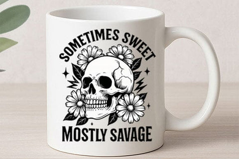 Sometimes Sweet Mostly Savage Skull PNG SVG BillahCrafts 