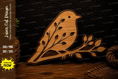Songbird Branch Laser Cut Svg Design SVG Regulrcrative 
