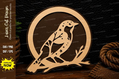 Songbird Circle Frame Laser Cut Svg Design SVG Regulrcrative 