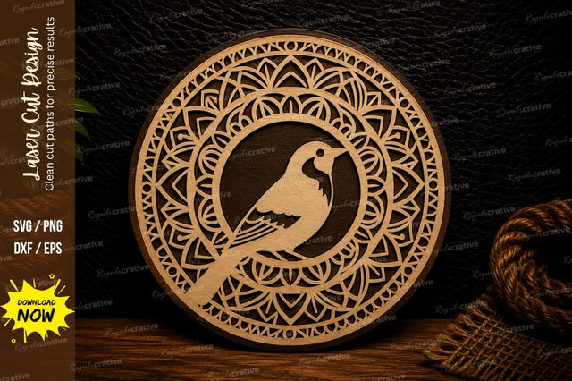 Songbird Mandala Circle Laser Cut SVG Design SVG Regulrcrative 