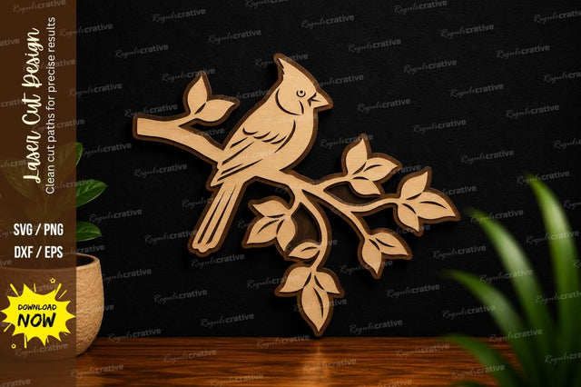 Songbird on Branch Nature Laser Cut SVG File SVG Regulrcrative 