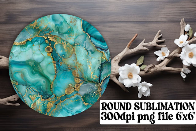 Sophisticated Marble Print Sublimation Collection - Circle Ornaments & Keychains Sublimation afrosvg 