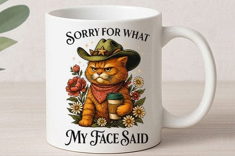 Sorry For What My Face Said PNG Funny Cowboy Cat Design SVG BillahCrafts 