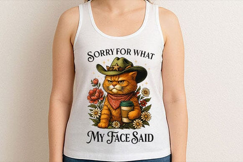 Sorry For What My Face Said PNG Funny Cowboy Cat Design SVG BillahCrafts 