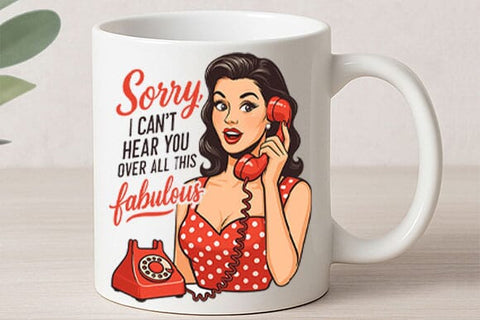 Sorry I Can’t Hear You PNG Fabulous Retro Woman Sublimation Design SVG BillahCrafts 