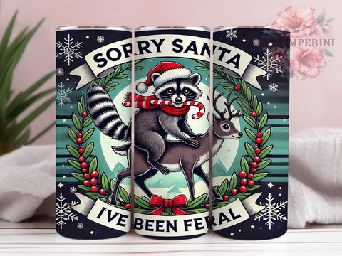 Sorry Santa Feral Raccoon 20oz Tumbler Wrap, Feral Raccoon, Sorry Santa, Christmas Raccoon, 20oz Tumbler, Sublimation Wrap, Holiday Humor, Christmas Gift Sublimation Li Zamperini 