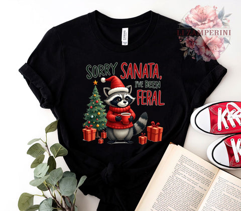 Sorry Santa, Feral Raccoon, Raccoon Christmas, Funny Holiday, Digital Download, Sublimation Design, Quirky Christmas, Holiday Humor Sublimation Li Zamperini 