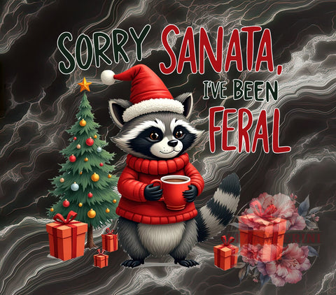 Sorry Santa, Feral Raccoon, Raccoon Christmas, Funny Holiday, Digital Download, Sublimation Design, Quirky Christmas, Holiday Humor Sublimation Li Zamperini 