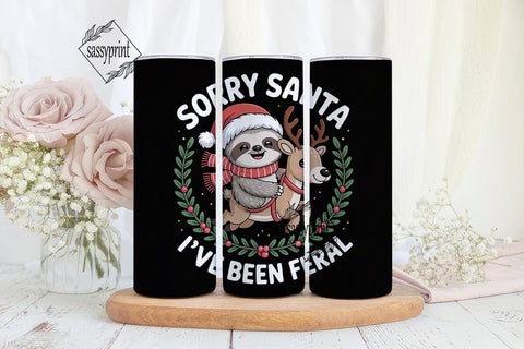 Sorry Santa Sloth 20oz Tumbler Wrap Sublimation sassyprint 