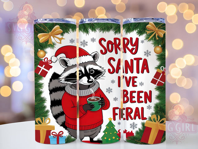 Sorry Santa Tumbler, Christmas Feral Design, 20 oz Tumbler Wrap, Digital Download, Sublimation PNG, Funny Christmas Gift, Holiday Humor Decor, Feral Christmas Tumbler Sublimation SvggirlplusArt 