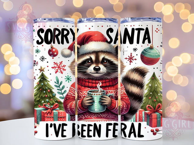 Sorry Santa Tumbler, Christmas Feral Design, 20 oz Tumbler Wrap, Digital Download, Sublimation PNG, Funny Christmas Gift, Holiday Humor Decor, Feral Christmas Tumbler Sublimation SvggirlplusArt 