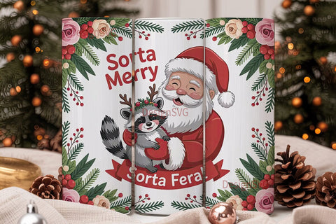 Sorta Merry Sorta Feral Tumbler Wrap Sublimation DesignSVG 