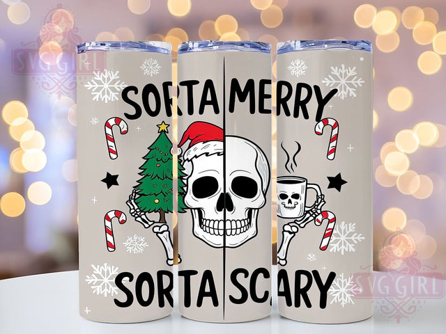Sorta Merry, Sorta Scary, Funny Christmas, Sarcastic Christmas, Tumbler Wrap, 20 oz Tumbler, PNG Sublimation, Holiday Humor Sublimation SvggirlplusArt 