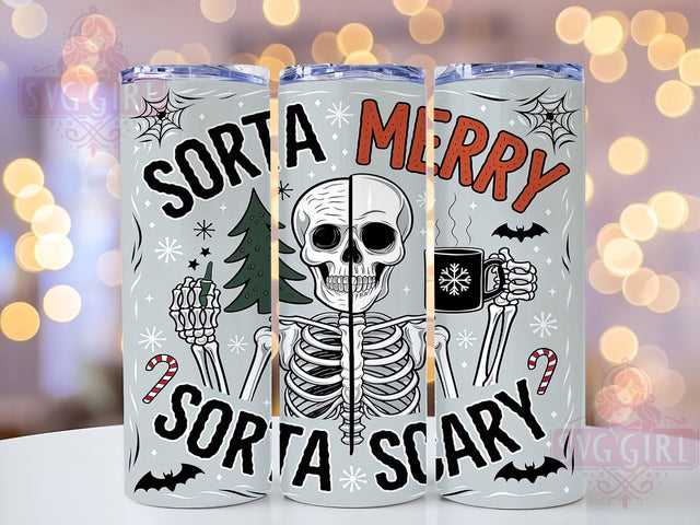 Sorta Merry, Sorta Scary, Funny Christmas, Sarcastic Christmas, Tumbler Wrap, 20 oz Tumbler, PNG Sublimation, Holiday Humor Sublimation SvggirlplusArt 
