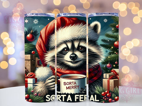 Sorta Santa, Sorta Feral, Christmas Season, 20oz Tumbler, PNG Sublimation, Funny Christmas, Holiday Humor, Tumbler Wrap Sublimation SvggirlplusArt 