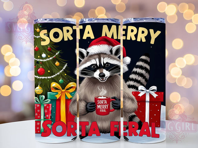 Sorta Santa, Sorta Feral, Christmas Season, 20oz Tumbler, PNG Sublimation, Funny Christmas, Holiday Humor, Tumbler Wrap Sublimation SvggirlplusArt 