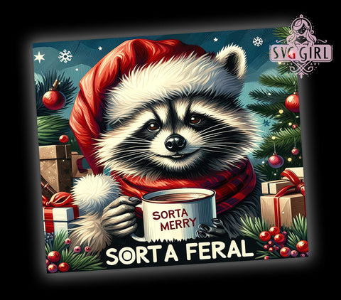 Sorta Santa, Sorta Feral, Christmas Season, 20oz Tumbler, PNG Sublimation, Funny Christmas, Holiday Humor, Tumbler Wrap Sublimation SvggirlplusArt 