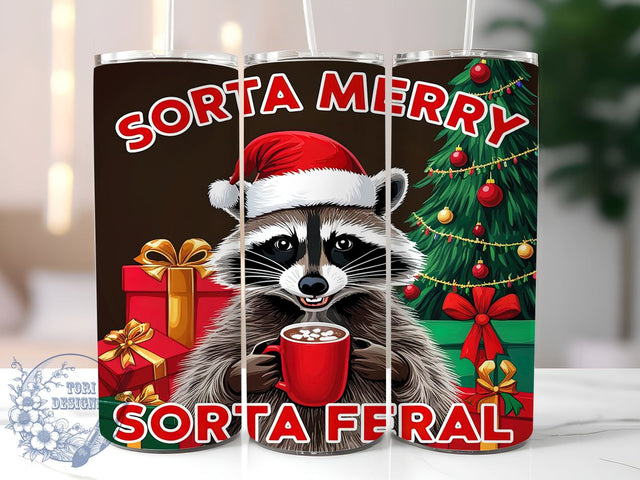 Sorta Santa, Sorta Feral, Christmas Season, 20oz Tumbler, Sublimation Design, Funny Christmas, Holiday Humor, Unique Gift Sublimation ToriDesigns 
