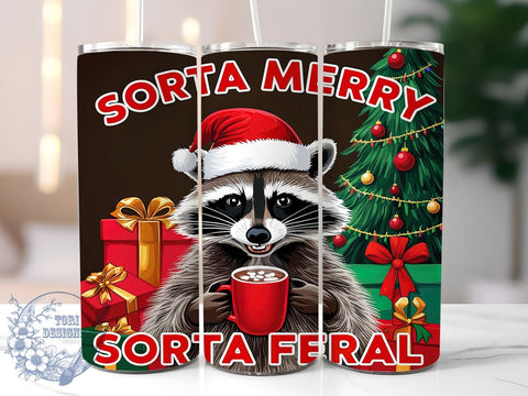 Sorta Santa, Sorta Feral, Christmas Season, 20oz Tumbler, Sublimation Design, Funny Christmas, Holiday Humor, Unique Gift Sublimation ToriDesigns 