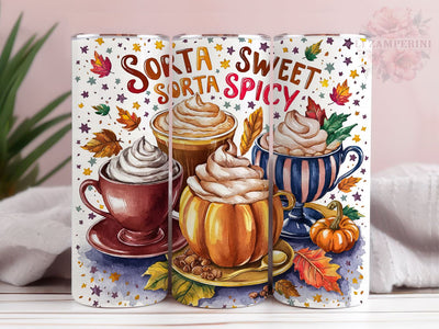 Sorta Sweet Sorta Spicy 20oz Tumbler Wrap PNG, Pumpkin Spice Tumbler Png, Straight & Tapered Tumbler Wrap, Instant Digital Download Sublimation Li Zamperini 