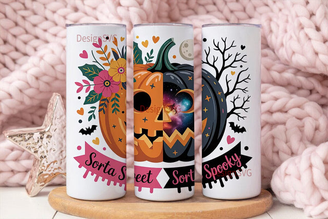 Sorta Sweet & Spooky Tumbler Wrap Sublimation DesignSVG 