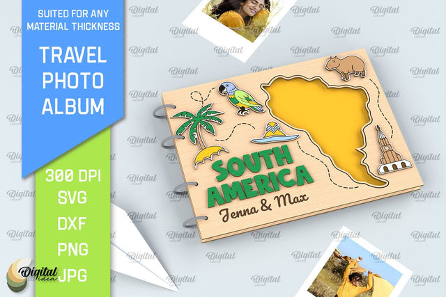South America Travel Photo Album Laser Cut. Memory Book SVG SVG Evgenyia Guschina 