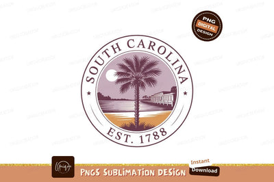 South Carolina palm tree pier sunset image Sublimation Designangry 