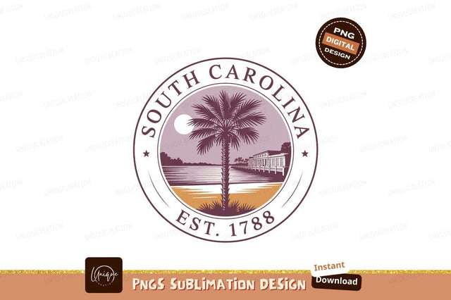 South Carolina palm tree pier sunset image Sublimation Designangry 