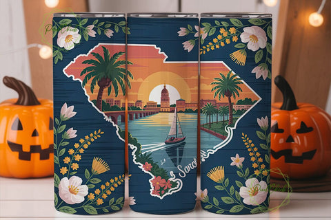 South Carolina State Art Tumbler Wrap Sublimation PixelChick 