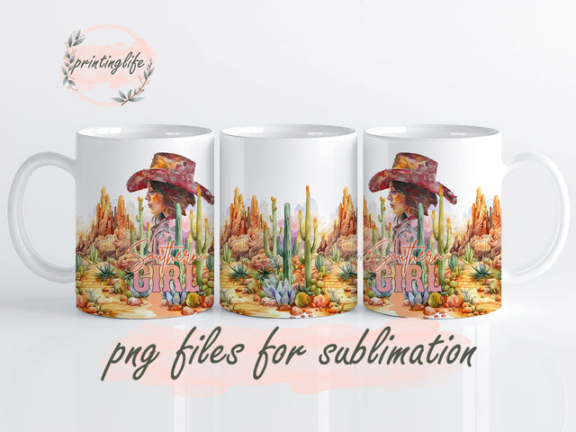 Southern Girl Mug Wrap Design, Instant Digital Design Download Mug Wrap Design, Mug Design PNG Sublimation PrintingLife 