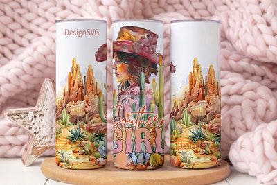 Southern Girl Tumbler Wrap, Western Tumbler PNG, Cowgirl Quote Sublimation Tumbler, Sunset Cowgirl Boots 20 oz Skinny Tumbler Template Sublimation DesignSVG 