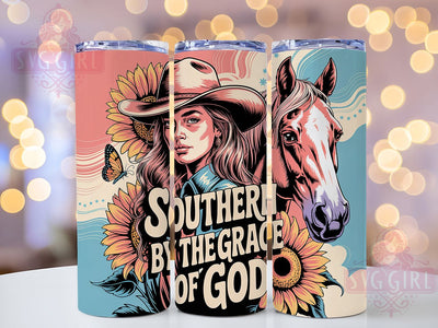 Southern Grace 20oz Tumbler, Southern By The Grace Of God Quote, Western Cowgirl Wrap, Rustic Cowgirl Sublimation, 20oz Tumbler Wrap, Sublimation Design PNG, Country Western Gift Sublimation SvggirlplusArt 