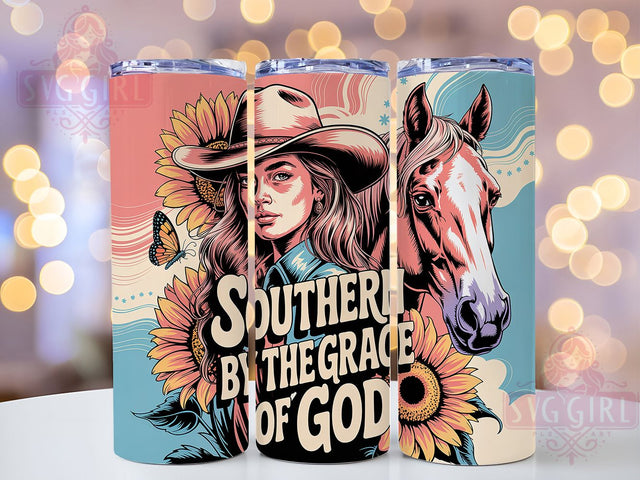 Southern Grace 20oz Tumbler, Southern By The Grace Of God Quote, Western Cowgirl Wrap, Rustic Cowgirl Sublimation, 20oz Tumbler Wrap, Sublimation Design PNG, Country Western Gift Sublimation SvggirlplusArt 