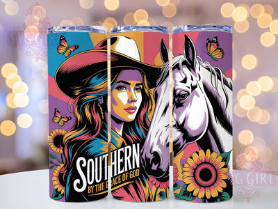 Southern Grace 20oz Tumbler, Southern By The Grace Of God Quote, Western Cowgirl Wrap, Rustic Cowgirl Sublimation, 20oz Tumbler Wrap, Sublimation Design PNG, Country Western Gift Sublimation SvggirlplusArt 