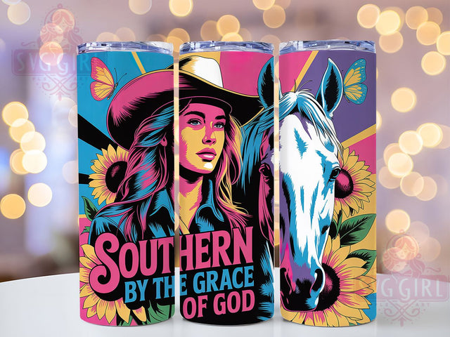 Southern Grace 20oz Tumbler, Southern By The Grace Of God Quote, Western Cowgirl Wrap, Rustic Cowgirl Sublimation, 20oz Tumbler Wrap, Sublimation Design PNG, Country Western Gift Sublimation SvggirlplusArt 