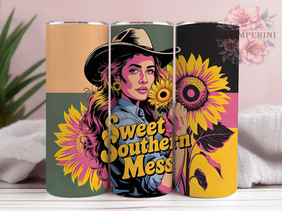 Southern Mess Cowgirl 20oz Tumbler, Sweet Southern Mess Quote, Western Cowgirl Wrap, Rustic Cowgirl Sublimation, 20oz Tumbler Wrap, Sublimation Design PNG, Country Western Gift Sublimation Li Zamperini 