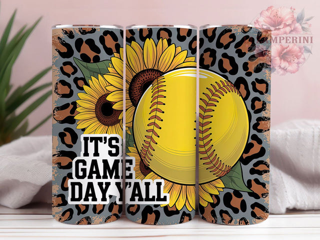 Southern Softball Mom Tumbler Wrap, Game Day Tumbler Design, Leopard Softball PNG, 20oz Tumbler Sublimation, Southern Softball Wrap, Sports Mom Tumbler, It's Game Day Y'all Wrap Sublimation Li Zamperini 