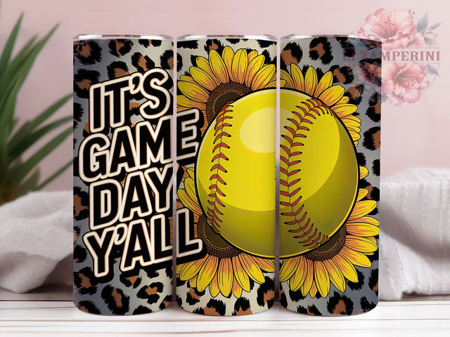 Southern Softball Mom Tumbler Wrap, Game Day Tumbler Design, Leopard Softball PNG, 20oz Tumbler Sublimation, Southern Softball Wrap, Sports Mom Tumbler, It's Game Day Y'all Wrap Sublimation Li Zamperini 