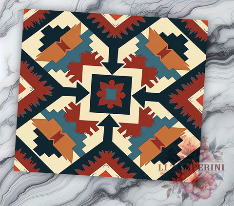 Southwest Aztec Print 20oz Tumbler, Aztec Print Design, 20oz Sublimation, Western Decor, Tribal Print Drinkware, Country Style Tumbler, Unique Southwest Gift Sublimation Li Zamperini 