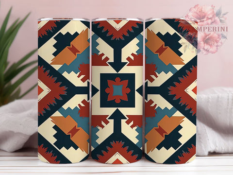 Southwest Aztec Print 20oz Tumbler, Aztec Print Design, 20oz Sublimation, Western Decor, Tribal Print Drinkware, Country Style Tumbler, Unique Southwest Gift Sublimation Li Zamperini 