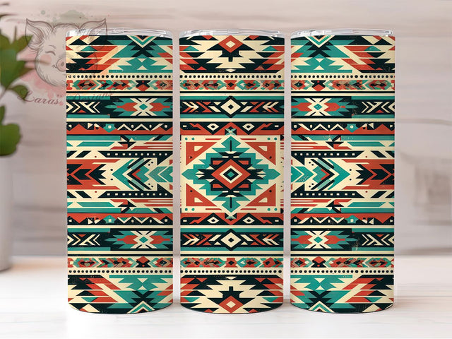 Southwest Aztec Tribal Print Tumbler, Aztec Print Design, Tribal Print Tumbler, Native American Art, Boho Southwestern Tumbler, Aztec Style Drinkware, Southwest Decor Tumbler Sublimation Lara' s Designs 