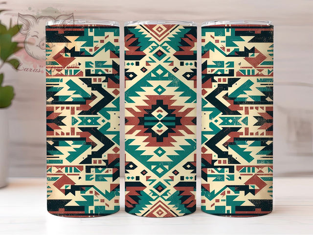 Southwest Aztec Tribal Print Tumbler, Aztec Print Design, Tribal Print Tumbler, Native American Art, Boho Southwestern Tumbler, Aztec Style Drinkware, Southwest Decor Tumbler Sublimation Lara' s Designs 