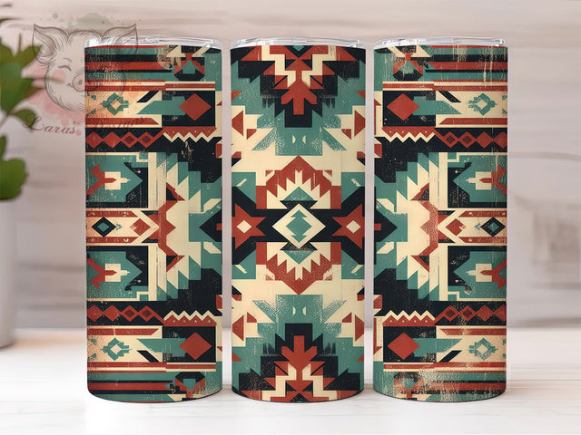 Southwest Aztec Tribal Print Tumbler, Aztec Print Design, Tribal Print Tumbler, Native American Art, Boho Southwestern Tumbler, Aztec Style Drinkware, Southwest Decor Tumbler Sublimation Lara' s Designs 